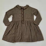 Caramel Brown Wool Mix Houndstooth Dress: 6 Years