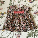 Bonpoint Liberty Print Hand Smocked Blouse With Neon: 12 Months