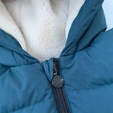 Bonpoint Teal Down Filled Coat With Faux Fur Hood: 2 Years