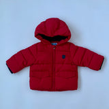 Jacadi red padded coat with fleece lining secondhand used preloved 
