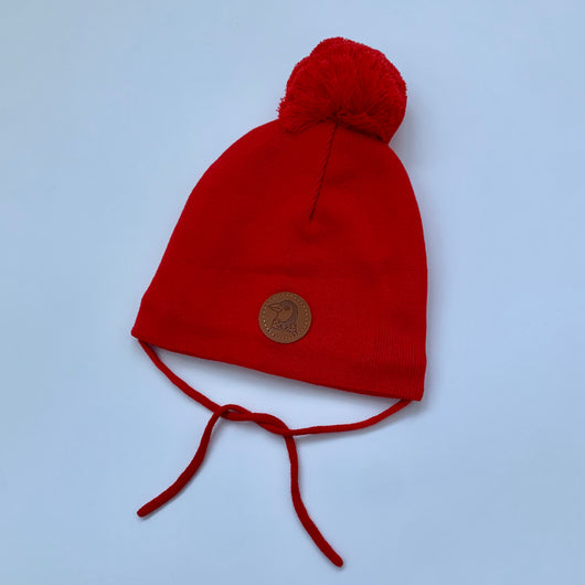 Mini Rodini Penguin Beanie Red Pom Hat secondhand used preloved 