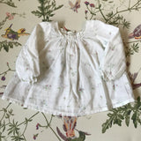Bonpoint White Long Sleeve Floral Print Blouse With Smocking: 6 Months