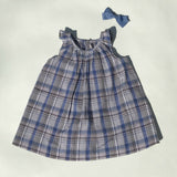 Bonpoint Blue Check Cotton Sundress With Smocking: 12 Months