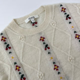 Bonpoint Cream Wool/ Alpaca Mix Jumper With Floral Embroidery: 6 Years