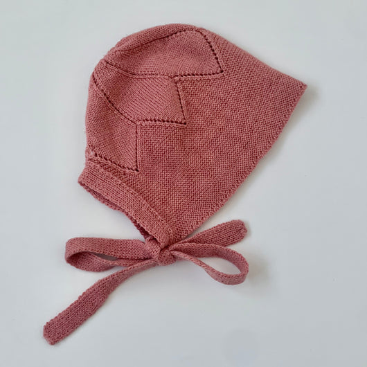 La Coqueta Dusty Pink Wool Bonnet: 12 Months