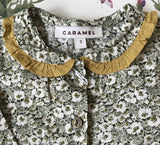 Caramel Liberty Print Baby Romper With Frilled Collar