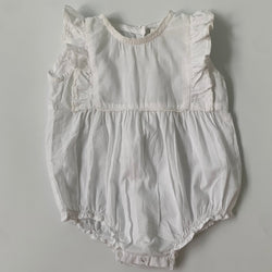 Belle Enfant White Cotton Romper: 6-12 Months