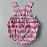 Jacadi Pink And White Wavy Romper: 12 Months