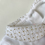 Bonpoint White Cotton Bodysuit With White And Gold Detail Collar