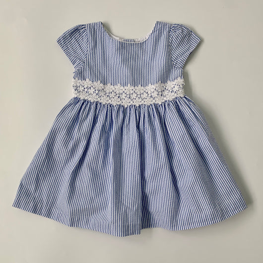 Ralph Lauren Blue And White Stripe Seersucker Dress : 18 Months