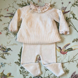 Bonpoint Cream Cashmere Ribbed Cross-Over Cardigan: 3 Months