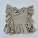 Louise Misha Grey Siska Cotton Blouse With Frill: 4 Years