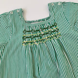 Caramel Green Stripe Dress With Smocking: 4 Years