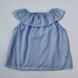 Bonton Pale Blue Summer Blouse With Frill: 6 Years & 8 Years