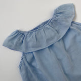 Bonton Pale Blue Summer Blouse With Frill: 6 Years & 8 Years