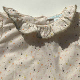 Marie-Chantal Cream Floral Blouse With Frilled Collar And Sleeves: 12 Months