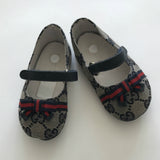 Gucci Monogram Baby Ballet Shoes With Ribbon Trim