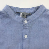 Bonpoint Blue Chambray Short Sleeve Collarless Shirt:8 Years