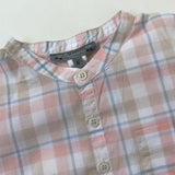 Bonpoint Pink, Blue And White Collarless Shirt: 6 Years