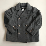 Bonpoint Grey Wool Pea Coat Blazer With Military Buttons: 6 Years