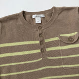 Marie-Chantal Taupe And Lemon Yellow Stripe Linen/ Cotton Mix Jumper: 6 Years
