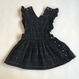 Louis Louise Navy And Gold Check Pinafore Dress
