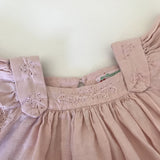 Bonpoint Pale Pink Embroidered Linen Dress: 12 Months