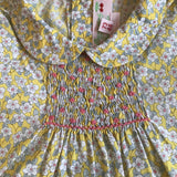 Bonpoint Yellow Liberty Print Smocked Blouse With Matching Knickers: 12 Months