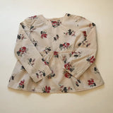 Bonpoint Cream Floral Blouse With Gathered Waist: 6 Years