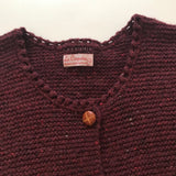 La Coqueta Maroon Wool Mix Cardigan With Leather Buttons: 6 Years