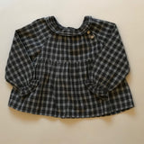 Bonpoint Grey Check Blouse With Frill Collar