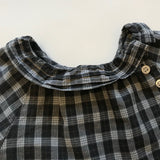 Bonpoint Grey Check Blouse With Frill Collar