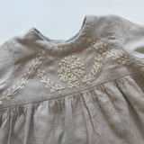 Bonpoint Taupe Wool Mix Dress with Embroidery