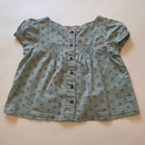 Bonpoint Mint Green Floral Blouse With Smocking: 3 Years