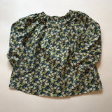 Bonpoint Green And Blue Liberty Print Blouse With Ruched Neckline: 3 Years