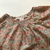 Bonpoint Liberty Print Blouse With Smocking And Button Detail
