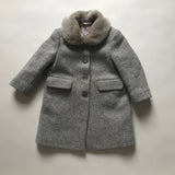 Il Gufo Grey Tweed Coat With Faux Fur Collar: 3 Years