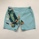 Orlebar Brown Turquoise Turtle Print Swimshorts: 12 Years