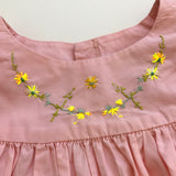 Bonpoint Pink Cotton Dress With Contrast Embroidery