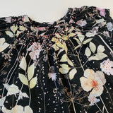 Bonpoint Black Floral Print Short Sleeve Blouse With Smocking : 12 Months