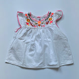 Bonpoint White Sleeveless Blouse With Neon Embroidery: 18 Months