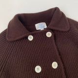 Baby CZ Chocolate Brown Double Face Cashmere Cardigan With Hat: 4 Years