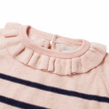 Marie-Chantal Pink And Navy Stripe Jumper With Frill: 10 Years