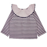 Jacadi Navy And White Stripe Top With Scalloped Collar: 18 Months (Brand New)