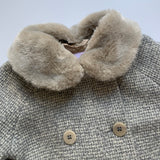 Il Gufo Grey Tweed Coat With Faux Fur Collar: 2 Years