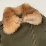Bonpoint Khaki Wool Jacket With Fur Collar: 4 Years
