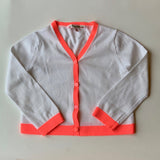 Bonpoint White Cotton Cardigan With Neon Trim: 2 Years