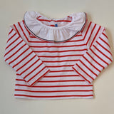 Jacadi Red And White Stripe Top With Collar : 24 Months