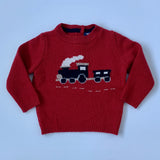Thomas Brown Red Wool Mix Jumper With Train Motif: 12-18 Months