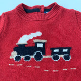 Thomas Brown Red Wool Mix Jumper With Train Motif: 12-18 Months